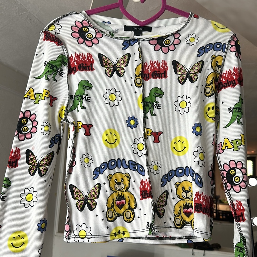Forever 21 Y2K Cropped Fitted Long sleeve Size M BNWT